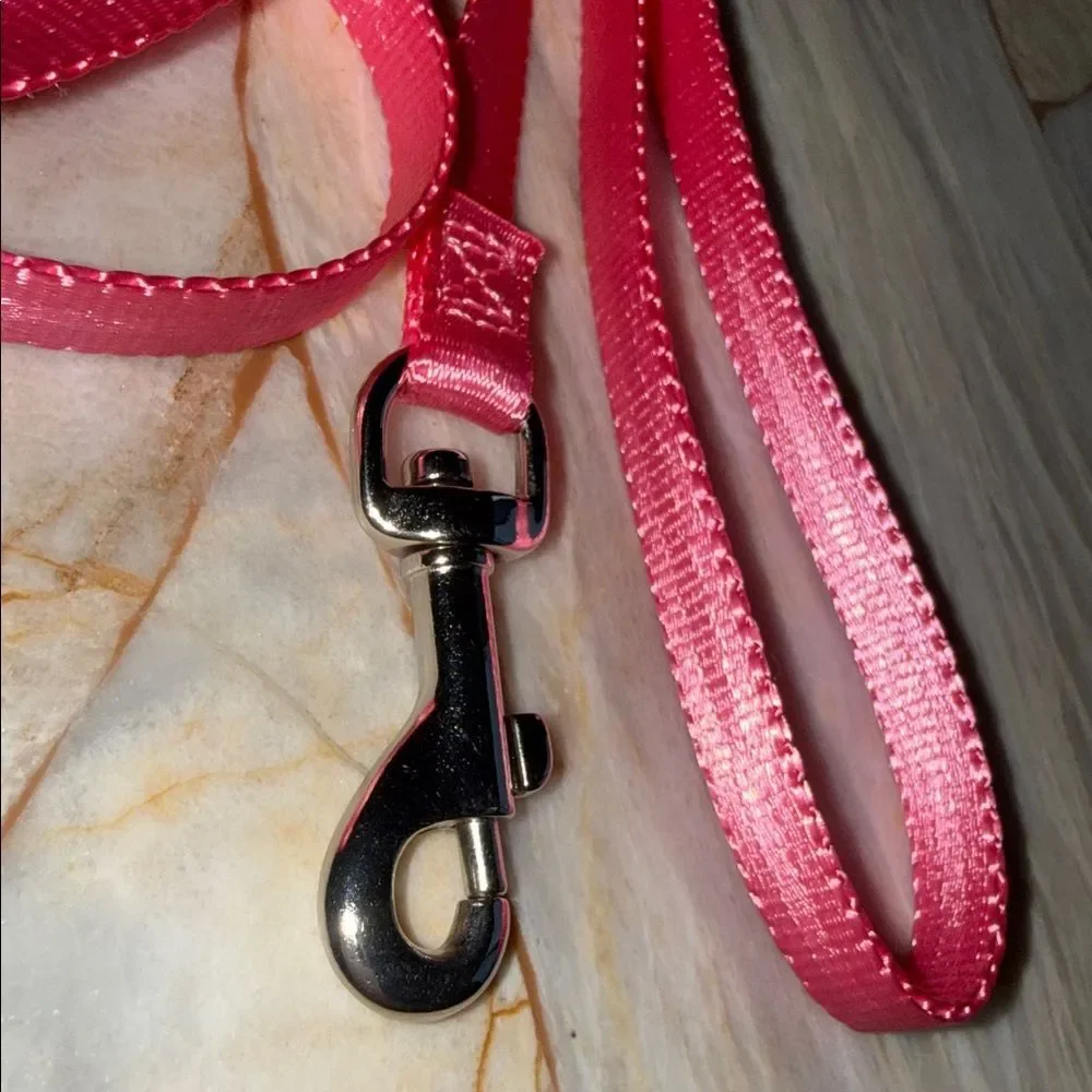 Pink Nylon Pet Leash Chrome Swivel Snap Hook Dog Cat Lead Small Medium